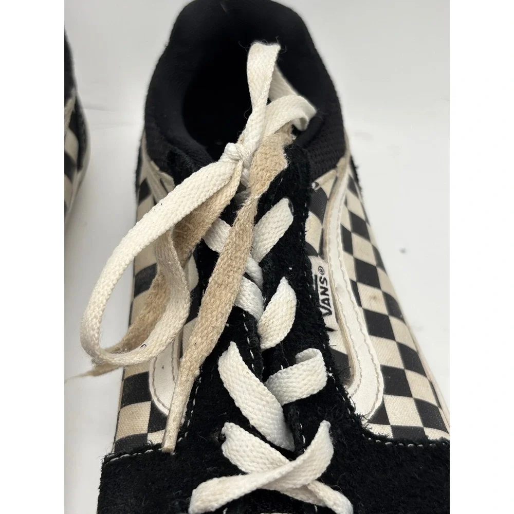 Vans Youth Size 7 Black White Checkerboard Suede Low Top Skate Sneakers Shoes